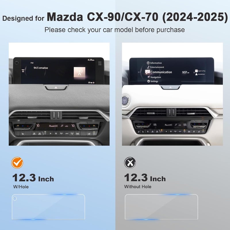 BSTW for 2025 Mazda CX-90 Screen Protector for 2024 2025 CX-90/2025 CX-70 3.3 Turbo S Premium Plus 12.3" Center Display Bubble Free Soft Nano Protective Film 2PCS - Image 2